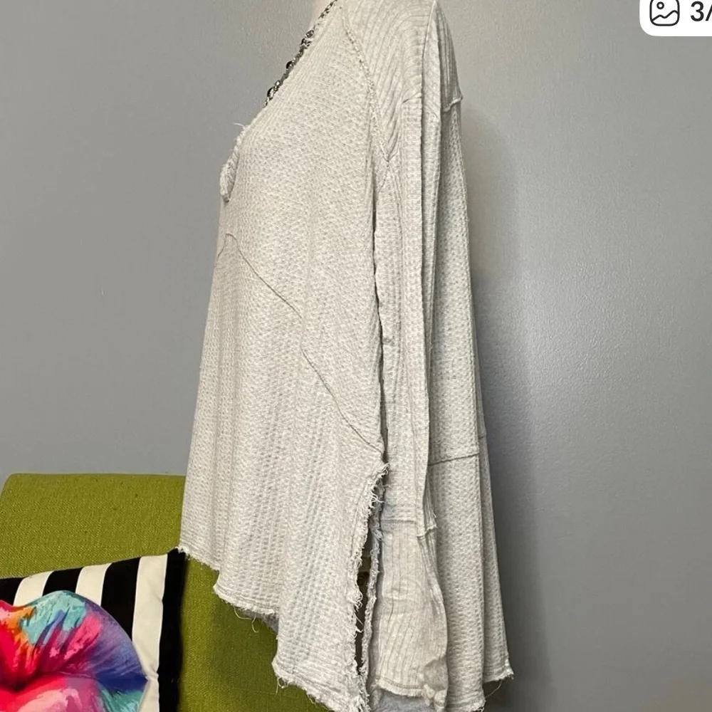 Free People Light Gray Ribbed Sweater